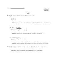 Quiz 2 Solutions for Math 115 Calculus I, Fall 2008 - Prof. Carl A. Toews