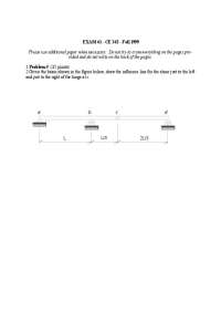 Old Exam 1 for Theory of Structures - Fall 1999 | CE 342
