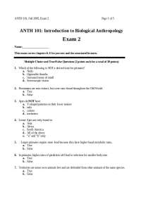 Introduction to Biological Anthropology | ANTH 101