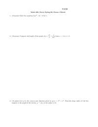 6 Problems on Calculus II - Examination 1 | MATH 230 - Docsity
