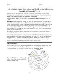 Lab 6: Solar and Lunar Observations and Models for the Solar System ...