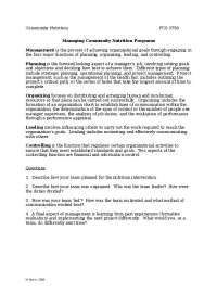 Managing Community Nutrition Programs: Planning, Organizing, Leading, and Controlling