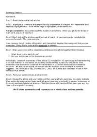 Summarizing Articles: A Class Assignment - Prof. Sydney L. Darby