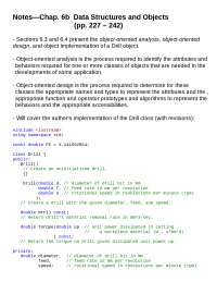 Data Structures and Objects - Lecture Notes | CS 145 - Docsity