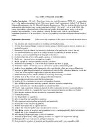 Standard Sample Questions on College Algebra - Exam 4 | MAC 1105