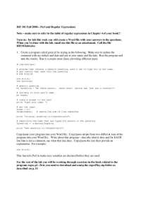 Perl and Regular Expressions Lab Notes for BIF 101 Fall 2008