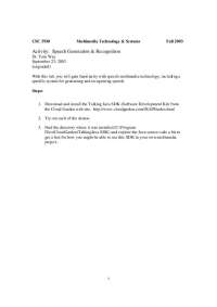 Activity: Speech Generation and Recognition - Fall 2003 | CSC 5930