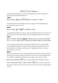 Solutions to Homework 2 - Optics and Modern Physics | PHYS 275