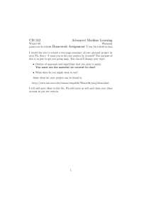 Advanced Machine Learning Homework Assignment 5 for CIS 242 Winter 08 - Prof. Manfred Warm