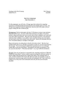 Interview Assignment - Sociology of the New Economy | STS 273