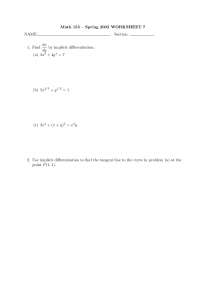 4 Problems on Calculus 1 - Worksheet 7 | MATH 155 - Docsity