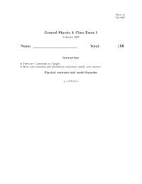 7 Questions for General Physics - Exam 1 | PHYS 111 - Docsity