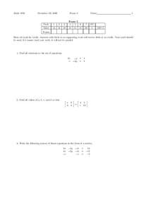 Math 1050 Exam 3: Solving Systems of Equations and Finding Determinants - Prof. Derrick C.