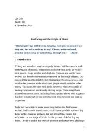 Bird Song and The Origin of Music - Thesis | DANM 201