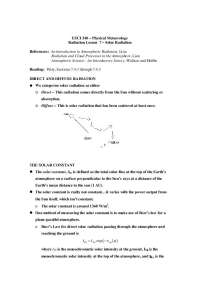 Solar Radiation - Physical Meteorology - Lecture Notes | ESCI 340