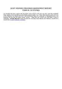 SUNY Geneseo Core Program Assessment: Learning Outcomes & Updates