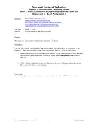 Introduction to Computer Programming - Excel Assignment 1 | COMP 112 ...
