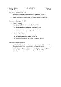Chemistry Chapter 15: Chemical Equilibrium - Key Concepts and Problems - Prof. Zelda Ziegl
