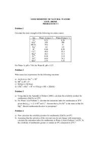 Problem Set 2 for The Geochemistry of Natural Waters | GEOL 464