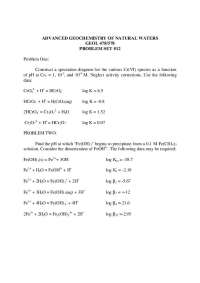 Problems Set 12 for Advanced Geochemistry of Natural Waters | GEOL 578