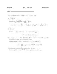 Quiz 4 with Solution for Calculus II | MATH 230 - Docsity