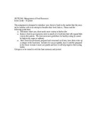 Assignment on Management of Food Resources | NUTR 340