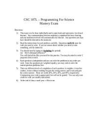 Mastery Exam Questions - Computer Program for Science | CSC 107