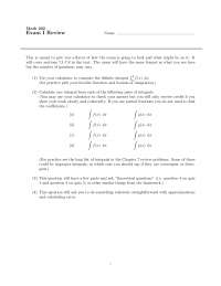 Exam 1 Review Questions - Calculus II | MATH 202 - Docsity