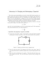 Lab 8 - Charging and Discharging a Capacitor | PHYS 132 - Docsity