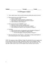 CS 110 Program 1 Analysis: Understanding Constants and Variables in Java - Prof. Sarah Abd