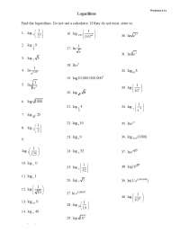 Find the Logarithms - Worksheet 4 | MA 153 - Docsity
