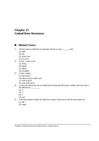 Linked List Structures: Multiple Choice Questions and Answers - Prof. Susanna Wei