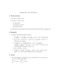 Exam 2 Review Sheet - Calculus II | MA 112 - Docsity