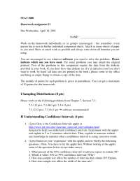 Sampling Distributions, Hypothesis Testing - Homework | STAT 3000 - Docsity