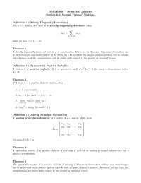 Special Types of Matrices - Numerical Analysis | MATH 640 - Docsity