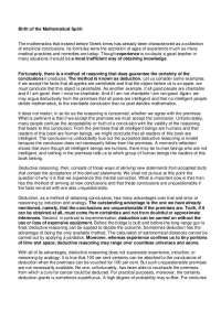 Greek Deductive Reasoning in Mathematics: A Cultural & Historical View