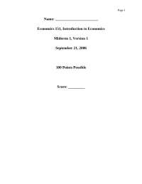 15 MCQs Midterm Exam 1 - Introduction to Economics | ECON 151 - Docsity