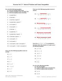 Interval Notation and Linear Inequalities - Review Sheet | MATH 1300 ...