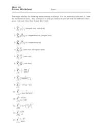 Series Worksheet - Calculus II | MATH 202 - Docsity