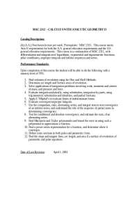 Catalog Description | Calculus and Analytic Geometry II | MAC 2312