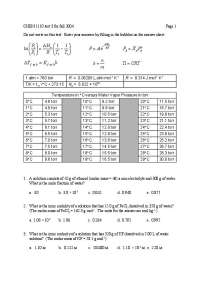 CHEM 1110 Test 3 for Fall 2004: Chemistry Exam Questions - Prof. James B. Condon