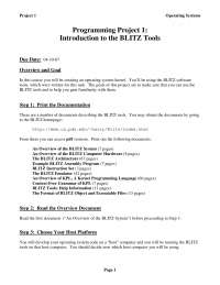 Introduction to the BLITZ Tools - Programming Project 1 | CS 333 - Docsity