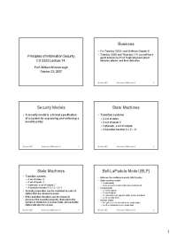 Lecture 14 of CS 5323: Principles of Information Security by Prof. Winsborough - Prof. Wil