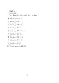 Homework 8 for AME 561: Kaplan Textbook and Course Notes References - Prof. Joseph Powers