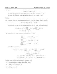 Review Problems for Exam 2 - Multivariable Calculus | MATH 212 - Docsity