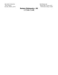 Business Mathematics - Course Description | BUS 181 - Docsity