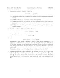 Exam 3 Practice Problems - Calculus III | MATH 113 - Docsity