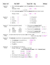 Exam 3 Answer Key | General Chemistry | CHEM 110 - Docsity