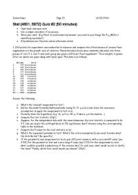 Questions with Solution of Regression - Quiz 2 | STAT 4601