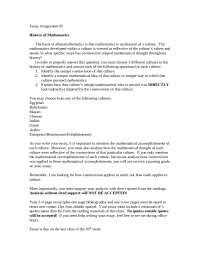 History of Mathematics - Essay Assignment #2 | MATH 1319 - Docsity